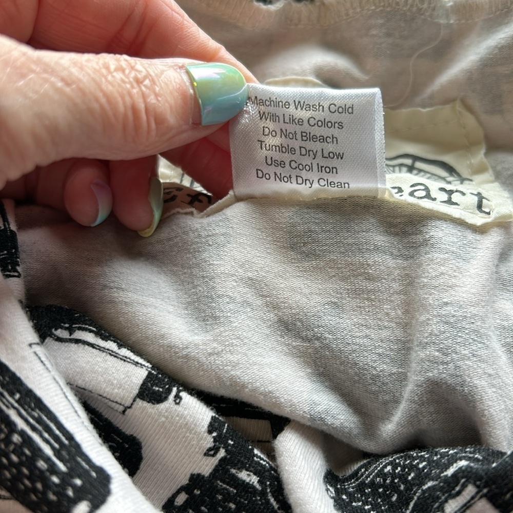 Effie's Heart ~ Typewriter Print Julliard Pullover Tunic Cowl Neck Cream Black S - Picture 8 of 10